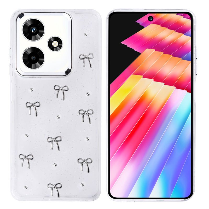 İnfinix Hot 30 Kılıf Airbag Tasarımlı Simli Şeffaf Patinda Kutup Kapak