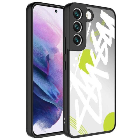Galaxy S21 FE Kılıf Aynalı Desenli Kamera Korumalı Parlak Patinda Mirror Kapak Yazı