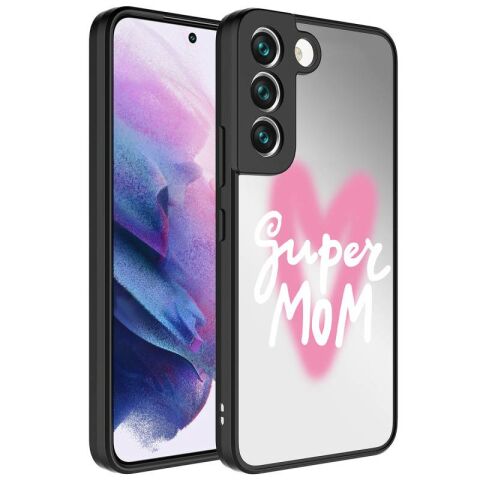 Galaxy S21 FE Kılıf Aynalı Desenli Kamera Korumalı Parlak Patinda Mirror Kapak Yazı