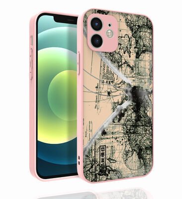 Apple iPhone 12 Kılıf Desenli Kamera Korumalı Parlak Patinda Nora Kapak