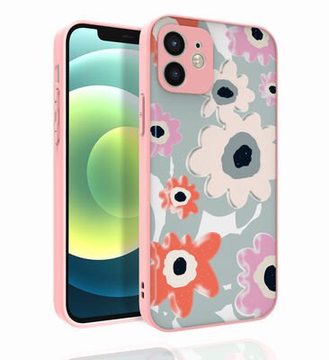 Apple iPhone 12 Kılıf Desenli Kamera Korumalı Parlak Patinda Nora Kapak