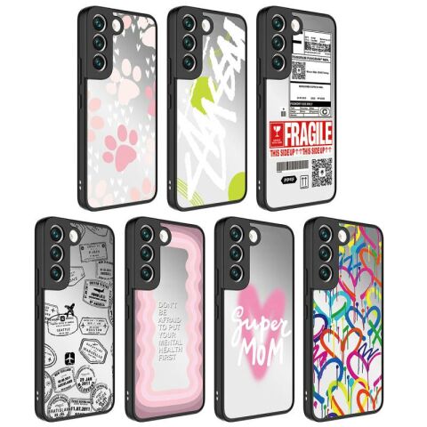 Galaxy S21 FE Kılıf Aynalı Desenli Kamera Korumalı Parlak Patinda Mirror Kapak Yazı