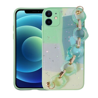 Apple iPhone 11 Kılıf Simli Desenli El Askılı Tutacaklı Patinda Elsa Silikon Kapak