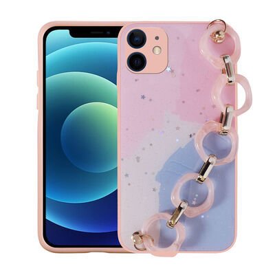 Apple iPhone 11 Kılıf Simli Desenli El Askılı Tutacaklı Patinda Elsa Silikon Kapak