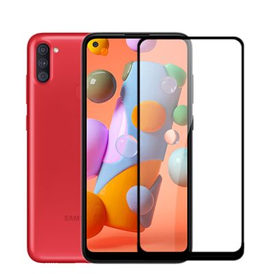 Galaxy A11 Patinda Kenarları Kırılmaya Dayanıklı Cam Ekran Koruyucu