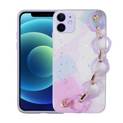 Apple iPhone 11 Kılıf Simli Desenli El Askılı Tutacaklı Patinda Elsa Silikon Kapak
