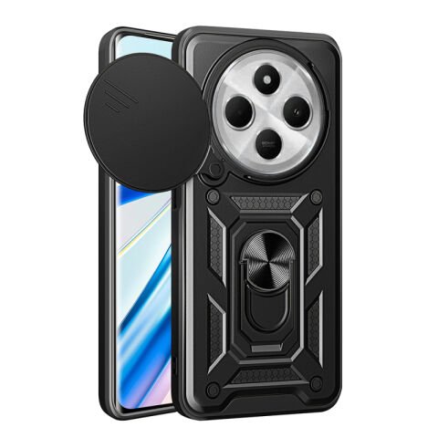 Xiaomi Redmi 14C 4G Kılıf Magnetik Standlı Kamera Korumalı Patinda Sürgülü Vega Kapak