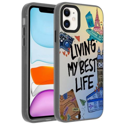 Apple iPhone 11 Kılıf Desenli Patinda Dragon Sert Kapak