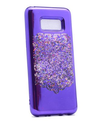 Galaxy S8 Kılıf Patinda Lazer Çiçekli Sıvılı Silikon