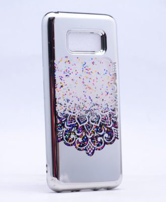 Galaxy S8 Kılıf Patinda Lazer Çiçekli Sıvılı Silikon