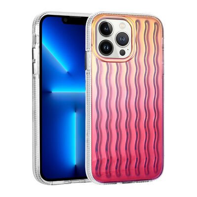 Apple iPhone 14 Pro Max Kılıf Kabartmalı Dalga Tasarımlı Silikon Patinda İsmira Kapak