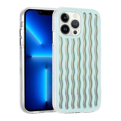 Apple iPhone 14 Pro Max Kılıf Kabartmalı Dalga Tasarımlı Silikon Patinda İsmira Kapak