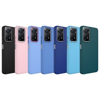 Xiaomi Redmi Note 11 Pro 5G Kılıf Metal Çerçeve ve Buton Tasarımlı Silikon Patinda Luna Kapak