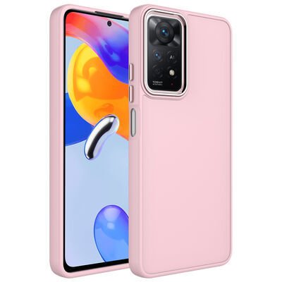 Xiaomi Redmi Note 11 Pro 5G Kılıf Metal Çerçeve ve Buton Tasarımlı Silikon Patinda Luna Kapak