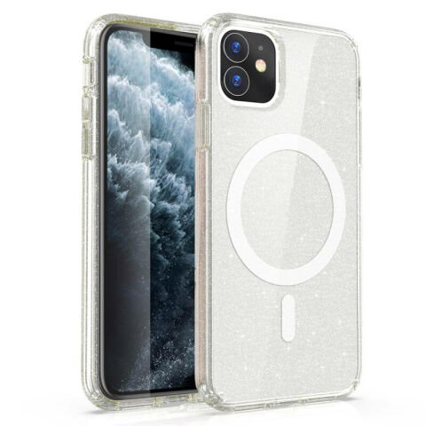 Apple iPhone 11 Kılıf Magsafe Şarj Özellikli Parlayan Simli Saydam Renkli Patinda Allstar Kapak