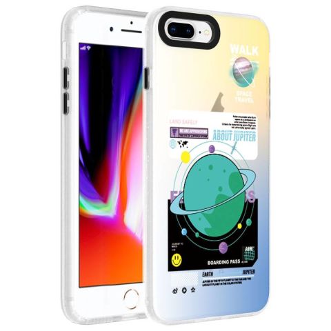 Apple iPhone 8 Plus Kılıf Desenli Patinda Dragon Sert Kapak