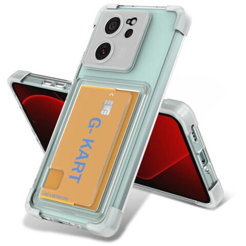Xiaomi Mi 13T Pro Kılıf Airbag Tasarımlı Şeffaf Kartlıklı Patinda G-Kart Kapak
