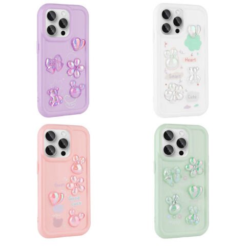 Apple iPhone 15 Pro Max Kılıf Kabartma Figürlü Parlak Patinda Toys Silikon Kapak