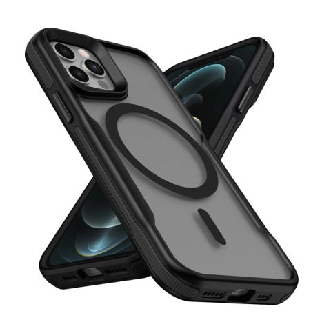 Apple iPhone 12 Pro Max Kılıf Magsafe Şarj Özellikli Renkli Kenar Airbag Şeritli Patinda Lamer Kapak