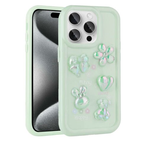 Apple iPhone 15 Pro Max Kılıf Kabartma Figürlü Parlak Patinda Toys Silikon Kapak