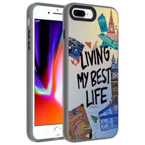 Apple iPhone 7 Plus Kılıf Desenli Patinda Dragon Sert Kapak