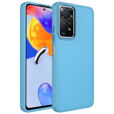 Xiaomi Redmi Note 11S Global Kılıf Metal Çerçeve ve Buton Tasarımlı Silikon Patinda Luna Kapak