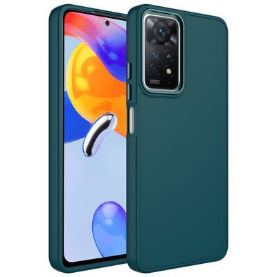Xiaomi Redmi Note 11S Global Kılıf Metal Çerçeve ve Buton Tasarımlı Silikon Patinda Luna Kapak