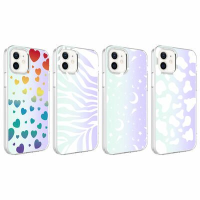 Apple iPhone 12 Kılıf Patinda M-Blue Desenli Kapak