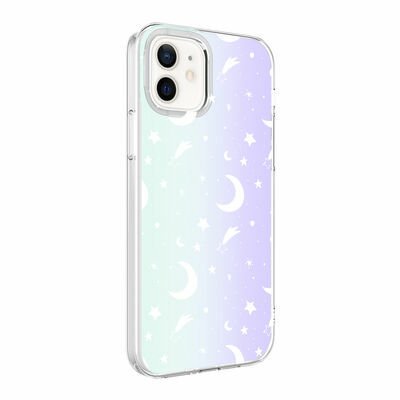 Apple iPhone 12 Kılıf Patinda M-Blue Desenli Kapak
