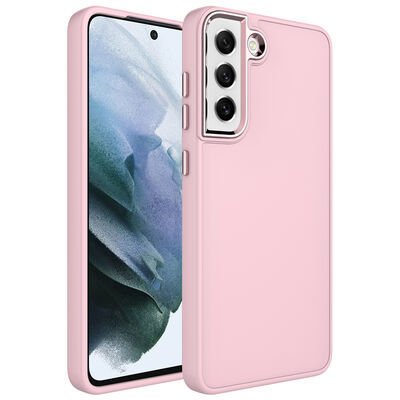 Galaxy S21 FE Kılıf Metal Çerçeve ve Buton Tasarımlı Silikon Patinda Luna Kapak