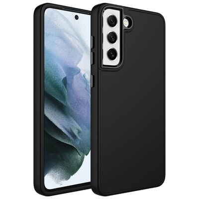 Galaxy S21 FE Kılıf Metal Çerçeve ve Buton Tasarımlı Silikon Patinda Luna Kapak