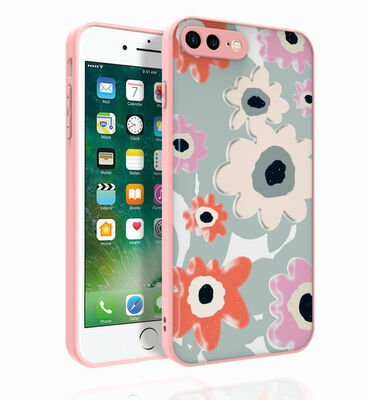 Apple iPhone 8 Plus Kılıf Desenli Kamera Korumalı Parlak Patinda Nora Kapak