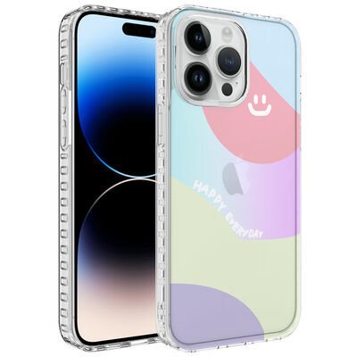 Apple iPhone 14 Pro Kılıf Airbag Kenarlı Renkli Desenli Silikon Patinda Elegans Kapak