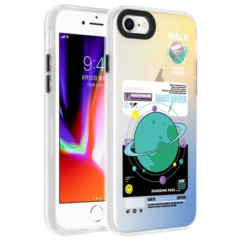Apple iPhone SE 2022 Kılıf Desenli Patinda Dragon Sert Kapak