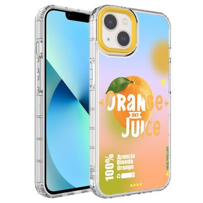 Apple iPhone 14 Kılıf Kamera Korumalı Renkli Desenli Sert Silikon Patinda Korn Kapak