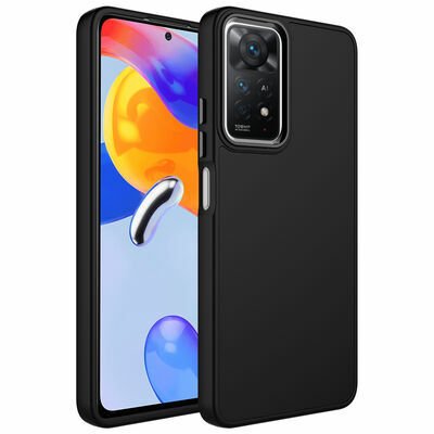 Xiaomi Redmi Note 11 Global Kılıf Metal Çerçeve ve Buton Tasarımlı Silikon Patinda Luna Kapak