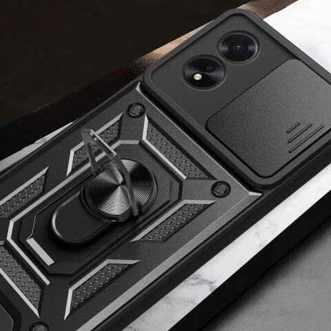 Oppo A38 Kılıf Magnetik Standlı Kamera Korumalı Patinda Sürgülü Vega Kapak