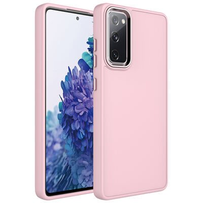Galaxy S20 FE Kılıf Metal Çerçeve ve Buton Tasarımlı Silikon Patinda Luna Kapak