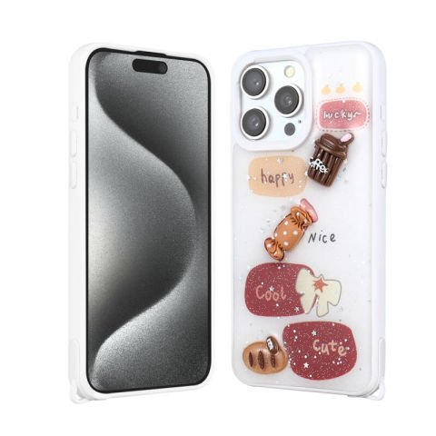 Apple iPhone 15 Pro Max Kılıf Parlayan Simli Kabartma Figürlü Patinda Cevze Kapak