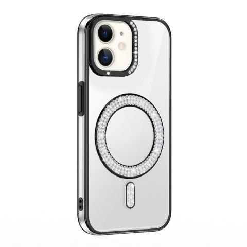 Apple iPhone 11 Kılıf Pırlanta Taş Tasarımlı Magsafe Şarj Özellikli Patinda Karetta Silikon Kapak