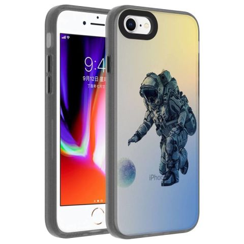 Apple iPhone SE 2020 Kılıf Desenli Patinda Dragon Sert Kapak