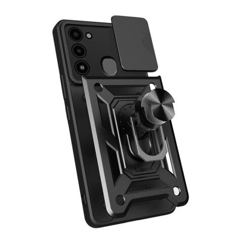 Tecno Spark 8C Kılıf Magnetik Standlı Kamera Korumalı Patinda Sürgülü Vega Kapak