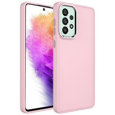 Galaxy A52 Kılıf Metal Çerçeve ve Buton Tasarımlı Silikon Patinda Luna Kapak