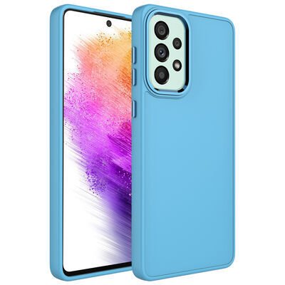 Galaxy A52 Kılıf Metal Çerçeve ve Buton Tasarımlı Silikon Patinda Luna Kapak