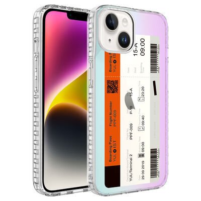 Apple iPhone 14 Plus Kılıf Airbag Kenarlı Renkli Desenli Silikon Patinda Elegans Kapak