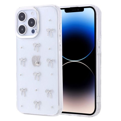 Apple iPhone 14 Pro Kılıf Airbag Tasarımlı Simli Şeffaf Patinda Kutup Kapak