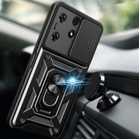 Tecno Spark 10 Pro Kılıf Magnetik Standlı Kamera Korumalı Patinda Sürgülü Vega Kapak
