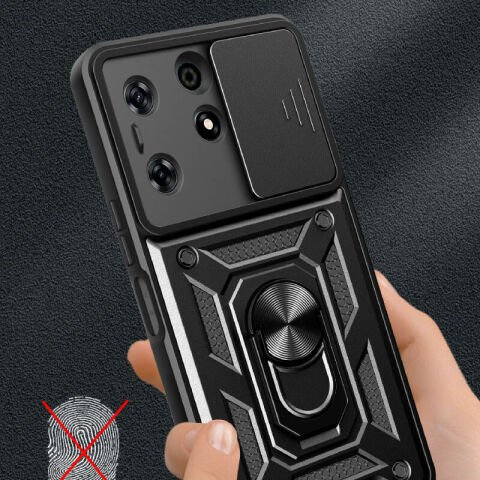 Tecno Spark 10 Pro Kılıf Magnetik Standlı Kamera Korumalı Patinda Sürgülü Vega Kapak