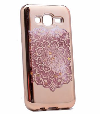 Galaxy J5 2016 Kılıf Patinda Lazer Çiçekli Sıvılı Silikon