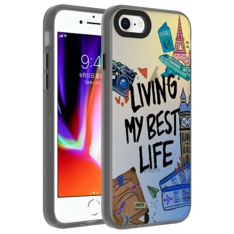 Apple iPhone 8 Kılıf Desenli Patinda Dragon Sert Kapak